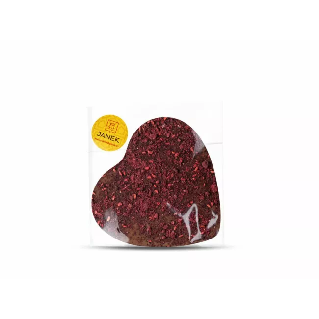 Large milk chocolate heart with crushed freeze-dried raspberries and blackberries
